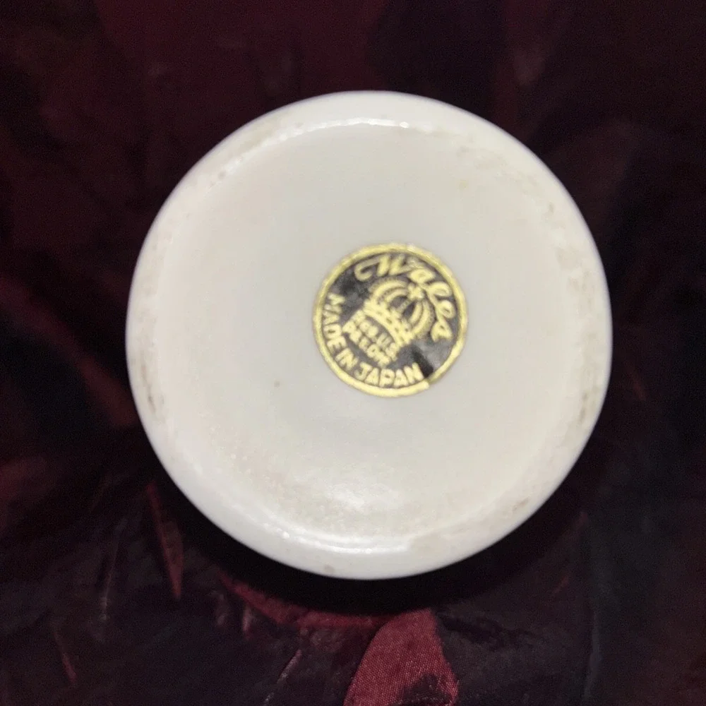Vintage Wales White Bisque Bud Vase With Applied Roses Handles Brushed Gold EUC